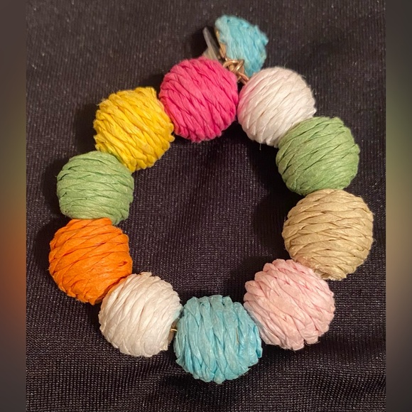 Colorful Rope (Raffia wrapped) Bead Hoop Earrings - Multicolor - Picture 5 of 8